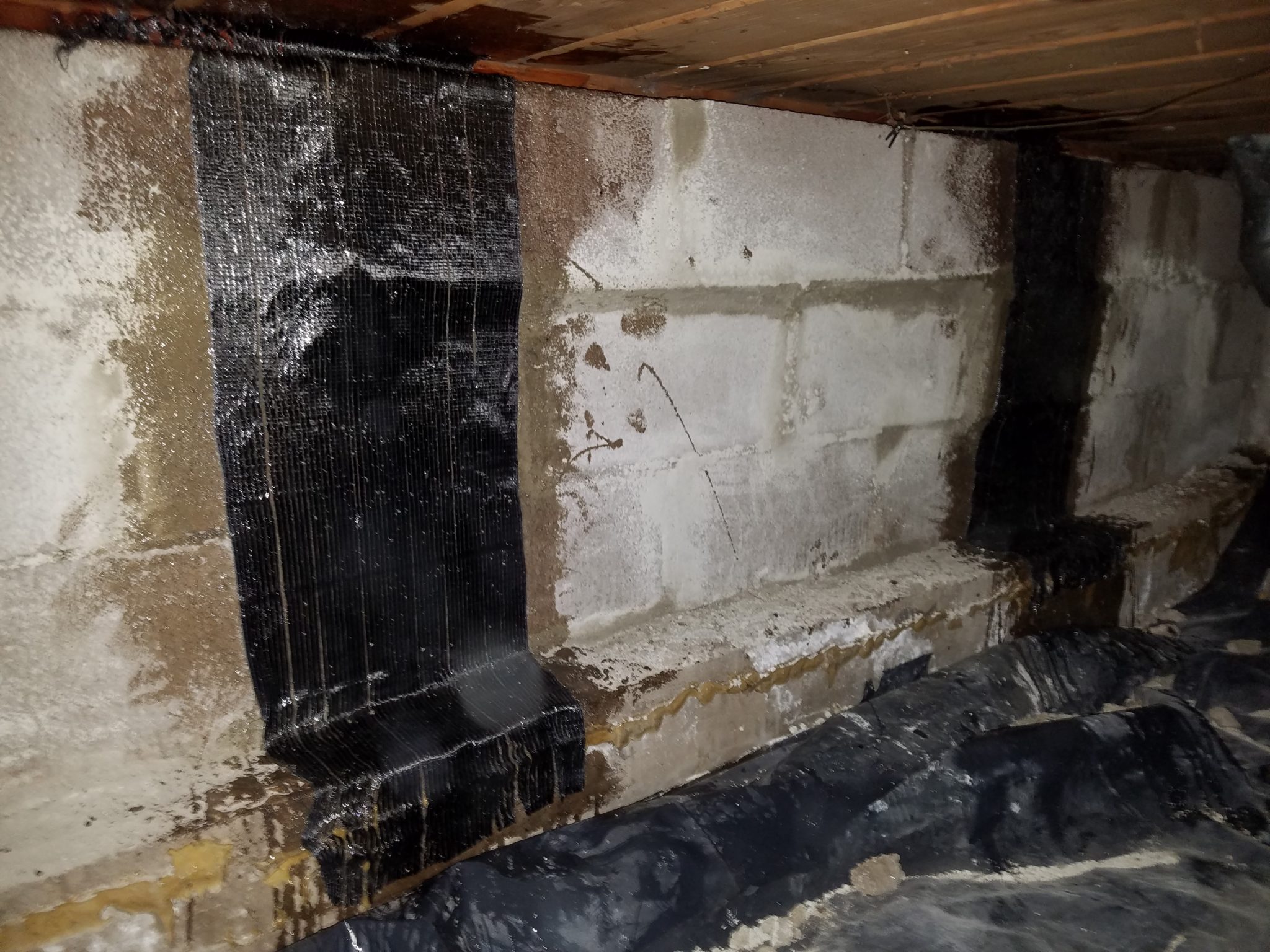 Basement wall repair with carbon fibre